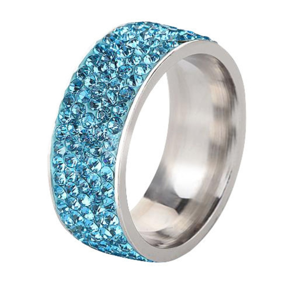 Blue Crystal CZ Band Ring